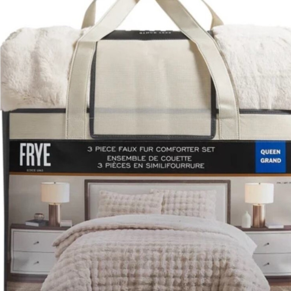 FRYE 3-piece Faux Fur Comforter Set Cream Size King